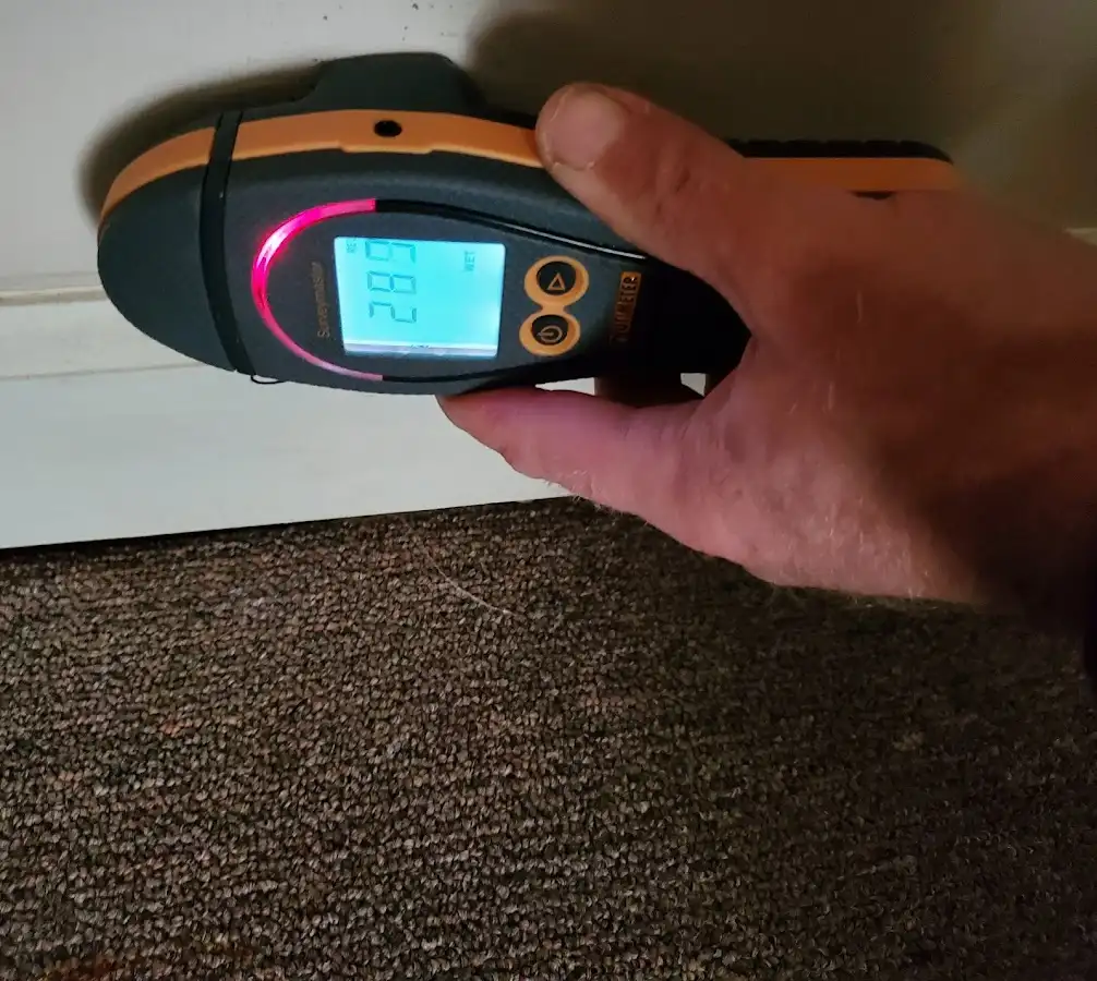 Moisture detection at baseboard during Burst Pipe Cleanup in Pittsburg
