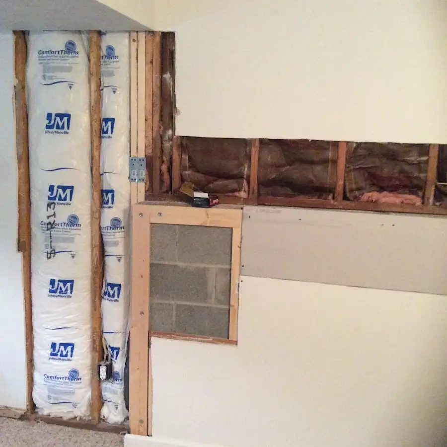 Wall insulation replacement during Basement Flood Cleanup in Pittsburg